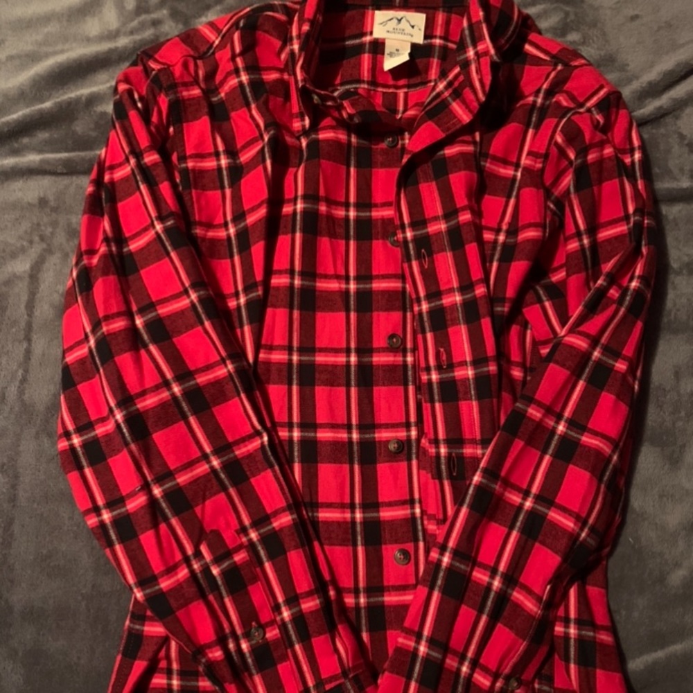 Red and black plaid button up